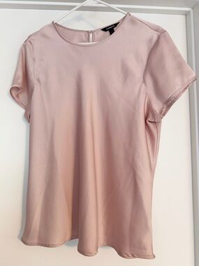 Express Light Blush Satin Crewneck Top